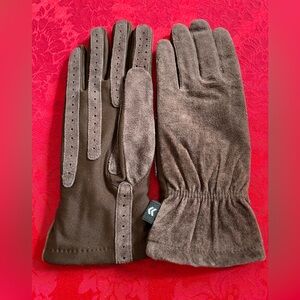Aris Brown Suede and Nylon Gloves